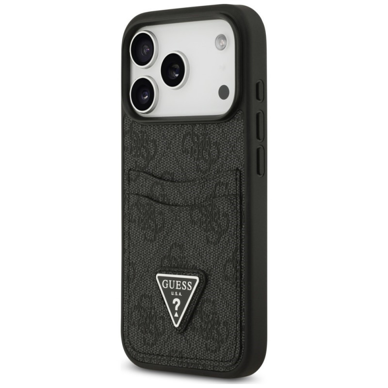 Custodia triangolare Guess 4G Double Card per Apple iPhone 18 Pro / 17 Pro, nera