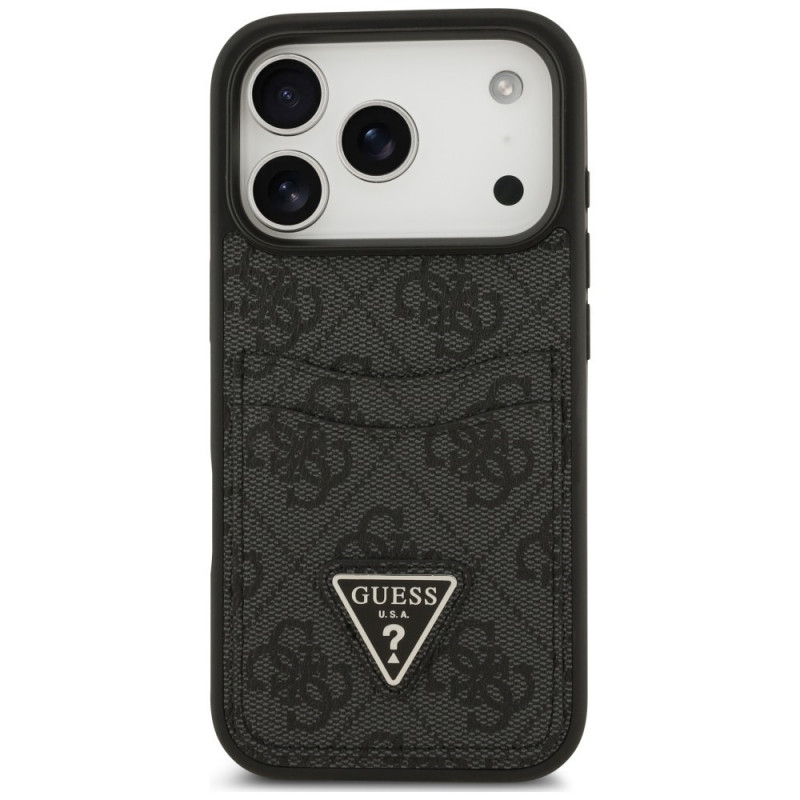 Custodia triangolare Guess 4G Double Card per Apple iPhone 18 Pro / 17 Pro, nera
