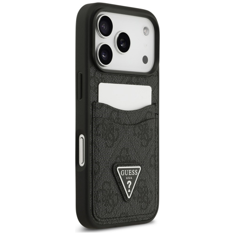 Custodia triangolare Guess 4G Double Card per Apple iPhone 18 Pro / 17 Pro, nera