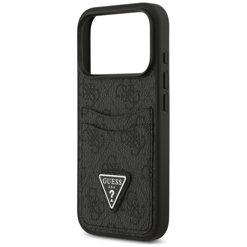 Custodia triangolare Guess 4G Double Card per Apple iPhone 18 Pro / 17 Pro, nera