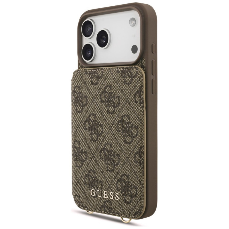 Custodia crossbody Guess 4G Cardslots & Magnetic Closure per Apple iPhone 18 Pro Max / 17 Pro Max, marrone