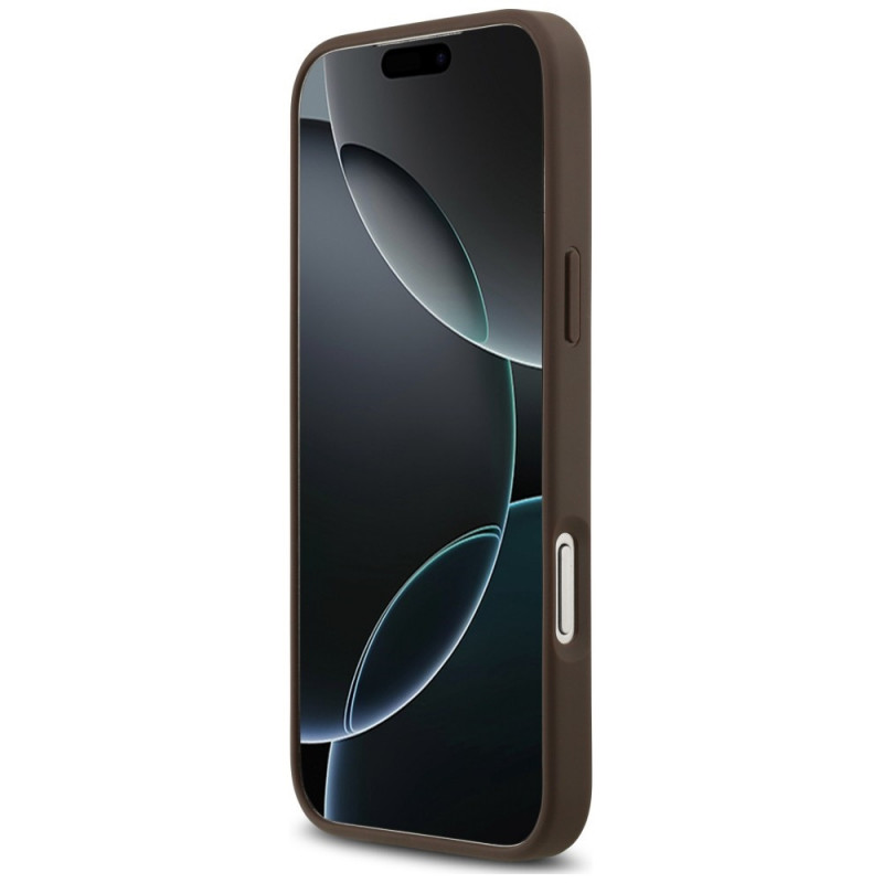 Custodia triangolare a doppia scheda 4G Guess per Apple iPhone 18 Pro Max / 17 Pro Max, marrone