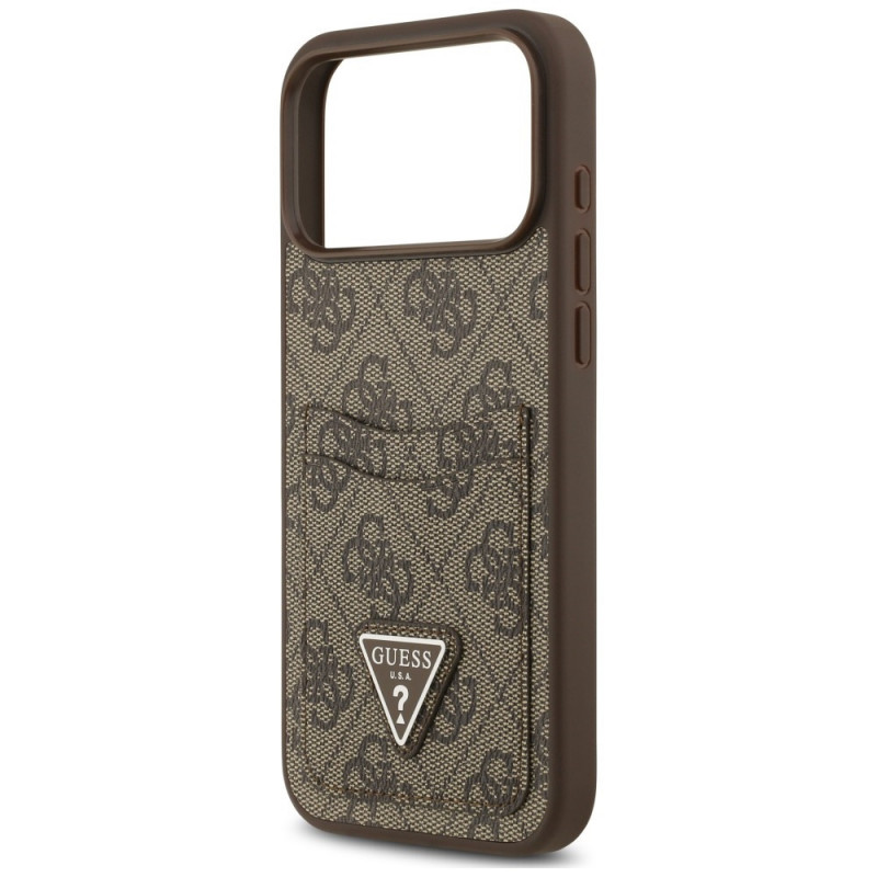 Custodia triangolare a doppia scheda 4G Guess per Apple iPhone 18 Pro Max / 17 Pro Max, marrone