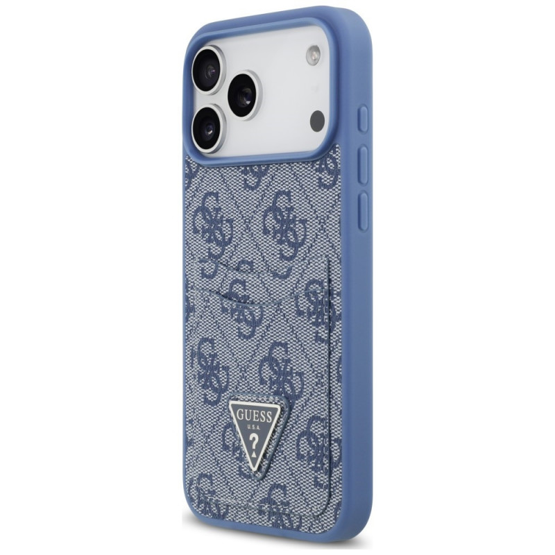 Custodia triangolare con doppia scheda 4G Guess per Apple iPhone 18 Pro Max / 17 Pro Max, blu