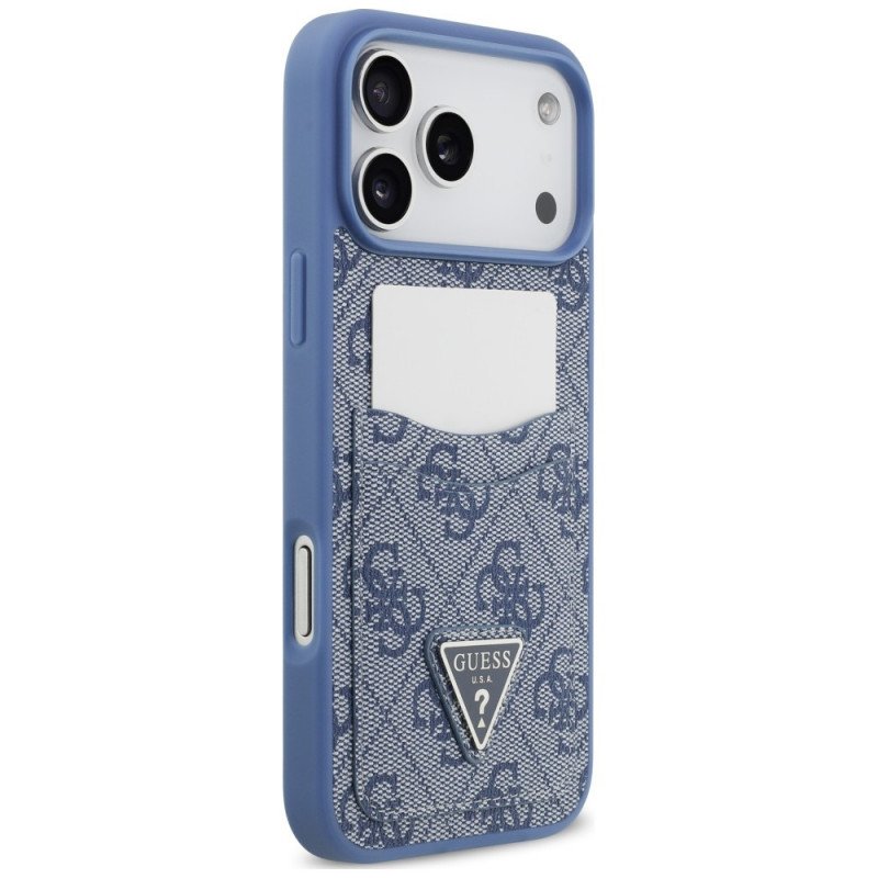 Custodia triangolare con doppia scheda 4G Guess per Apple iPhone 18 Pro Max / 17 Pro Max, blu