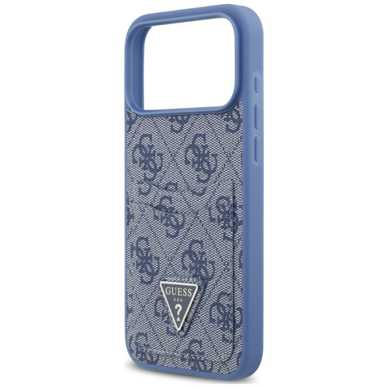 Custodia triangolare con doppia scheda 4G Guess per Apple iPhone 18 Pro Max / 17 Pro Max, blu