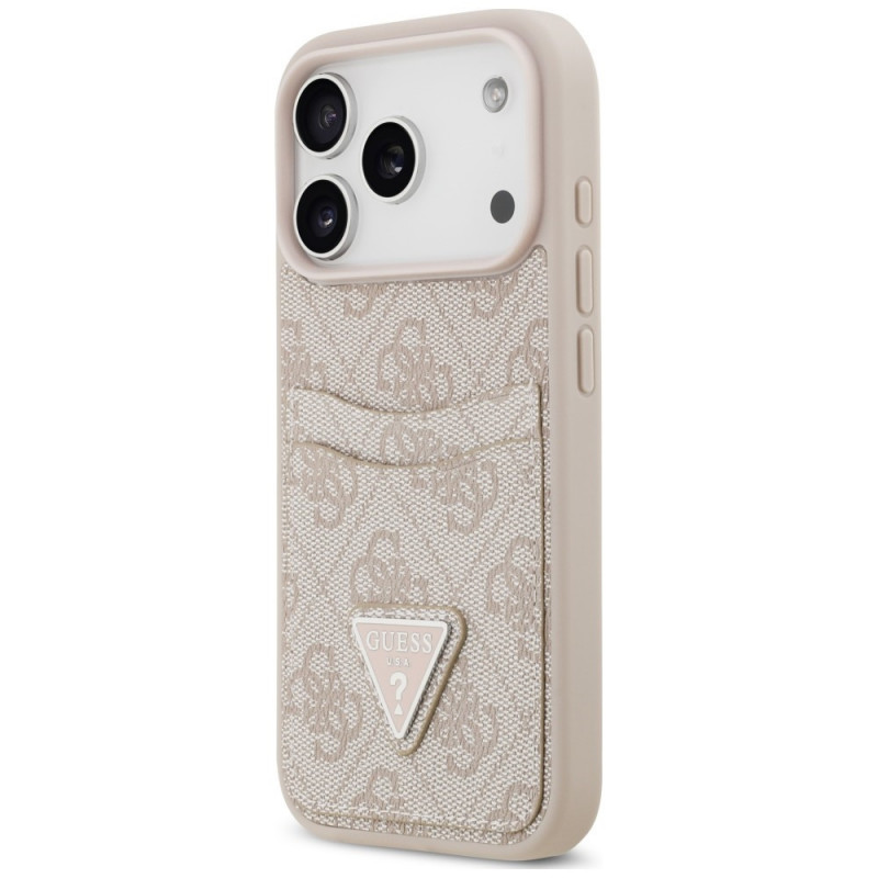 Custodia triangolare 4G Double Card Guess per Apple iPhone 18 Pro / 17 Pro, rosa
