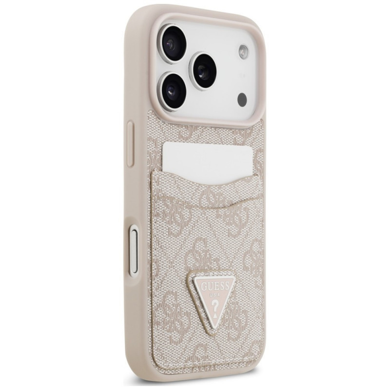 Custodia triangolare 4G Double Card Guess per Apple iPhone 18 Pro / 17 Pro, rosa