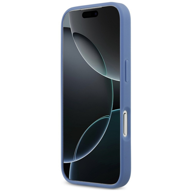 Custodia triangolare a doppia scheda 4G Guess per Apple iPhone 18 Pro / 17 Pro, blu