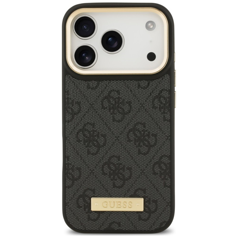 Custodia Guess 4G Logo Plate MagSafe per Apple iPhone 18 Pro Max / 17 Pro Max, nera