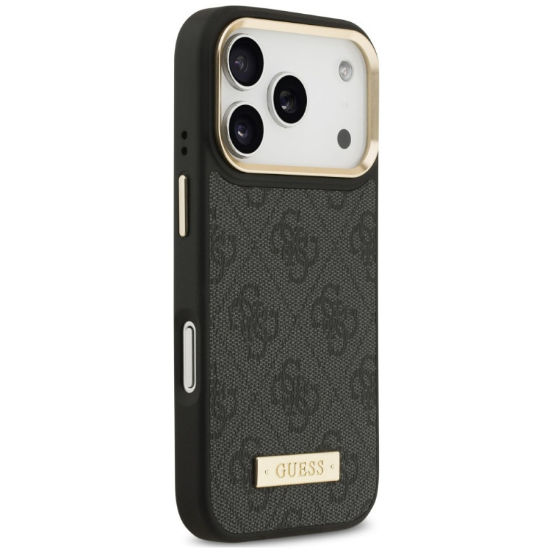 Custodia Guess 4G Logo Plate MagSafe per Apple iPhone 18 Pro Max / 17 Pro Max, nera