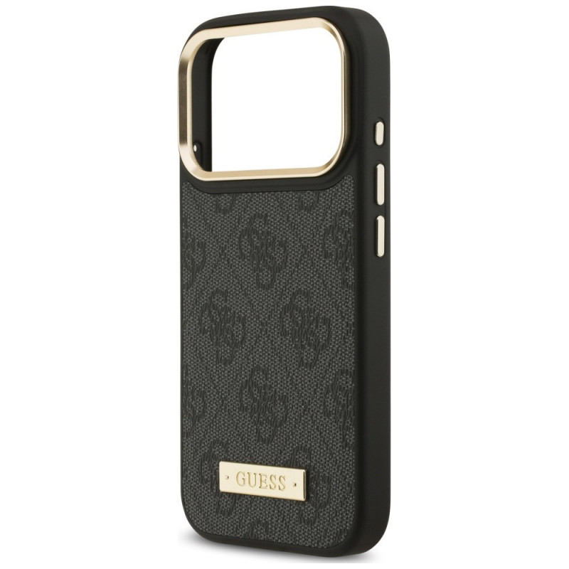 Custodia Guess 4G Logo Plate MagSafe per Apple iPhone 18 Pro Max / 17 Pro Max, nera