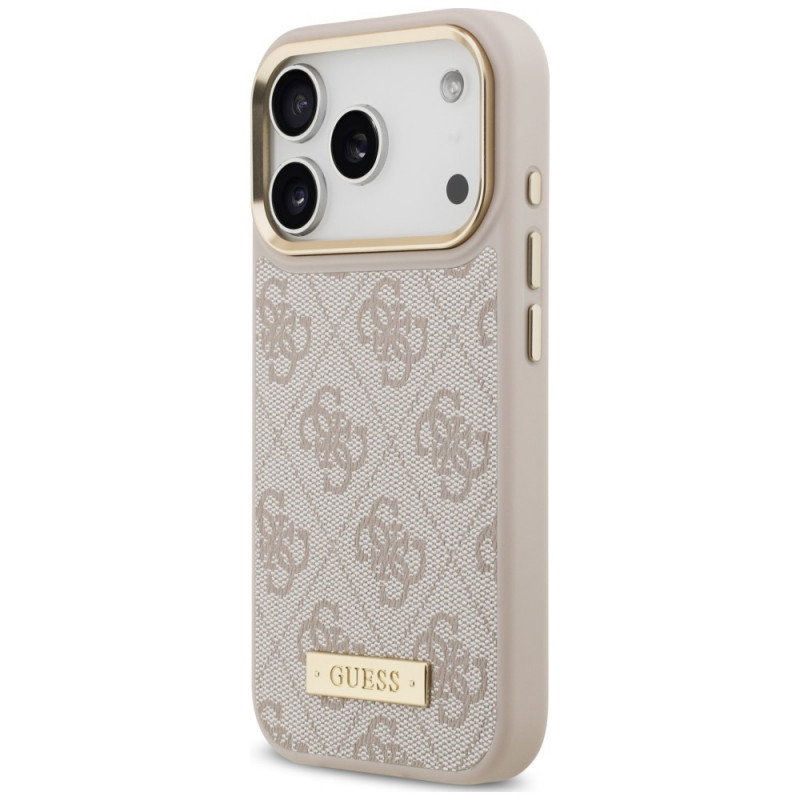 Custodia Guess 4G Logo Plate MagSafe per Apple iPhone 18 Pro / 17 Pro, rosa