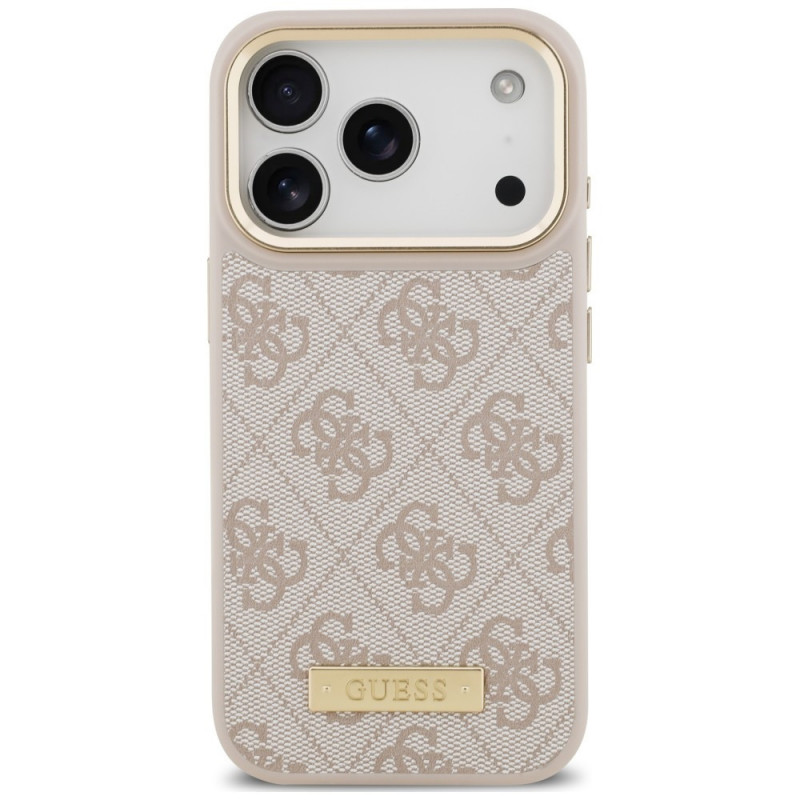Custodia Guess 4G Logo Plate MagSafe per Apple iPhone 18 Pro / 17 Pro, rosa