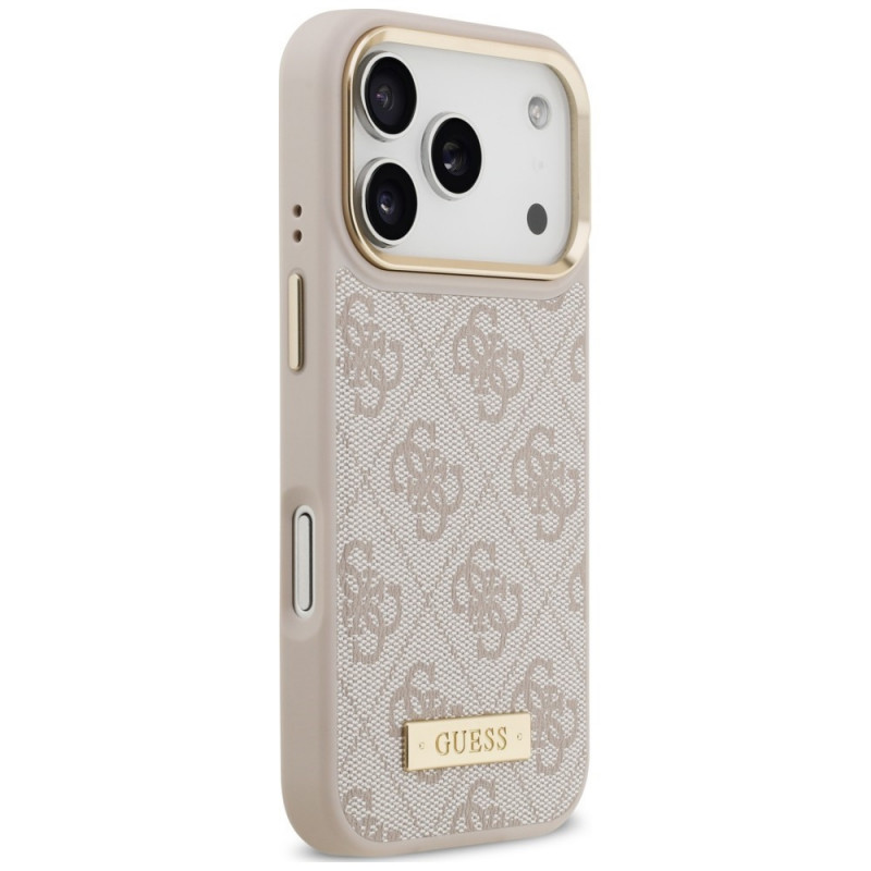 Custodia Guess 4G Logo Plate MagSafe per Apple iPhone 18 Pro / 17 Pro, rosa
