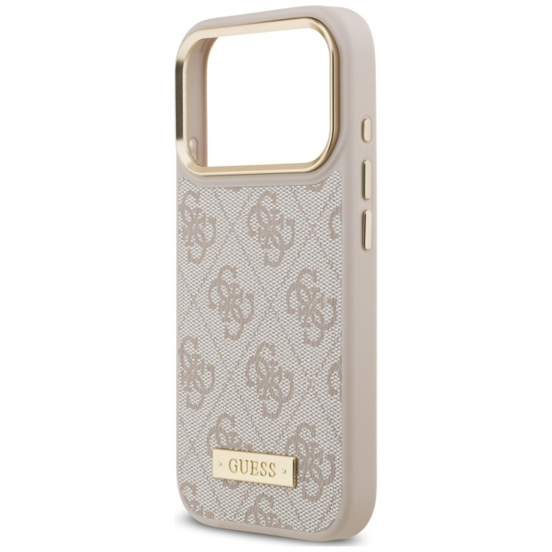Custodia Guess 4G Logo Plate MagSafe per Apple iPhone 18 Pro / 17 Pro, rosa