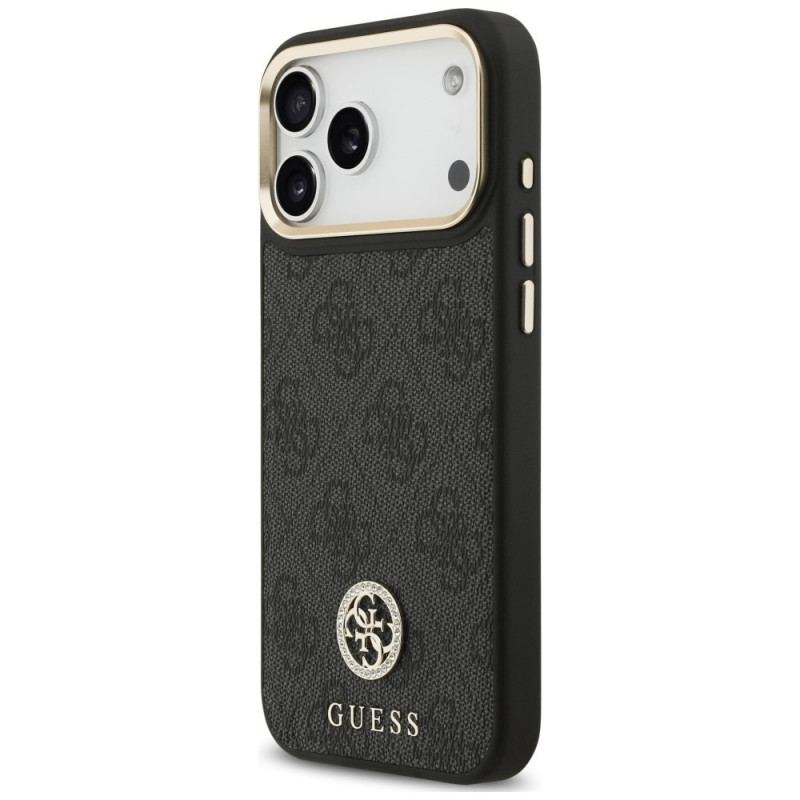 Custodia MagSafe Guess 4G Strass Logo per Apple iPhone 18 Pro Max / 17 Pro Max, nera