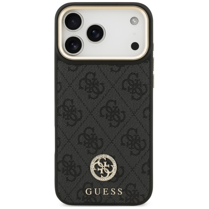 Custodia MagSafe Guess 4G Strass Logo per Apple iPhone 18 Pro Max / 17 Pro Max, nera