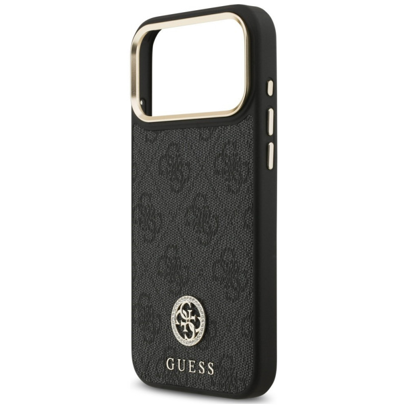 Custodia MagSafe Guess 4G Strass Logo per Apple iPhone 18 Pro Max / 17 Pro Max, nera