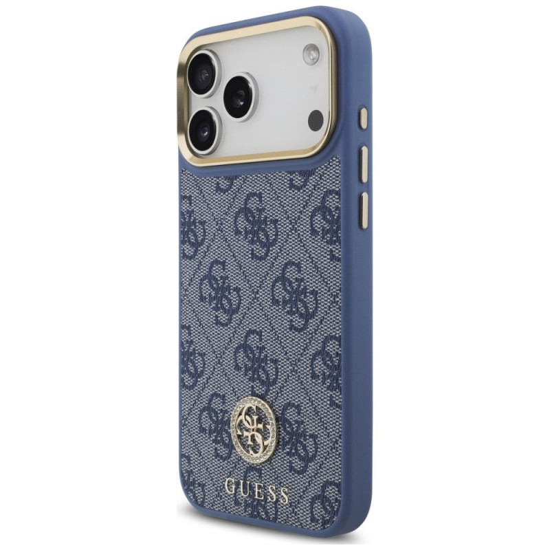Custodia MagSafe Guess 4G Strass Logo per Apple iPhone 18 Pro Max / 17 Pro Max, blu