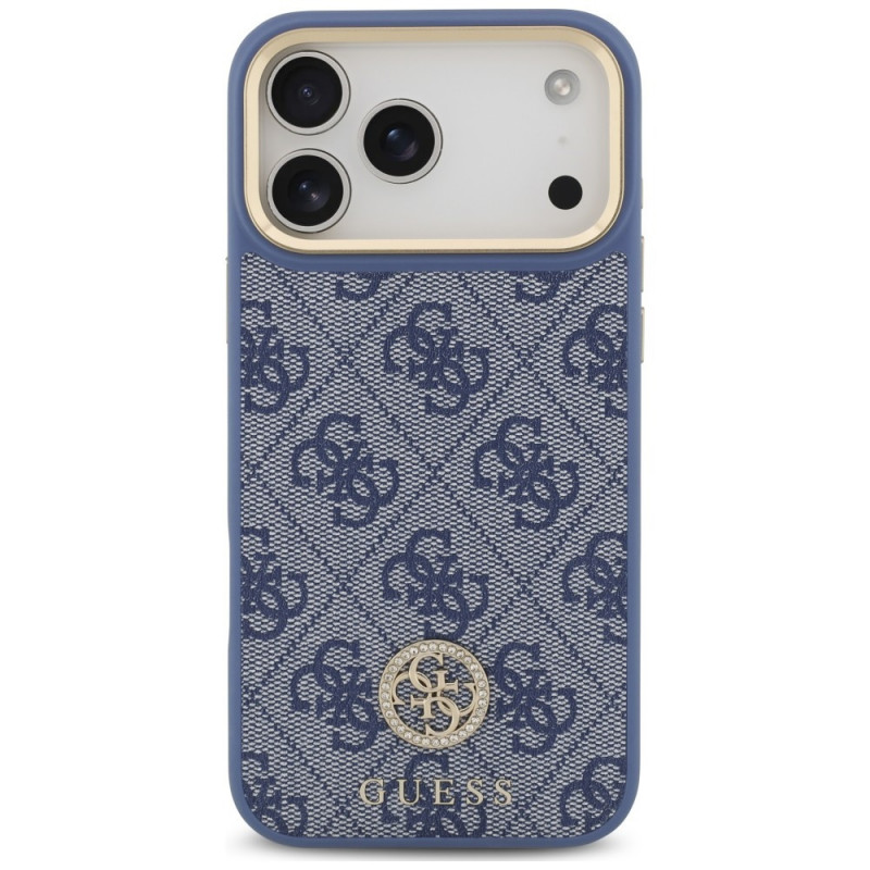 Custodia MagSafe Guess 4G Strass Logo per Apple iPhone 18 Pro Max / 17 Pro Max, blu