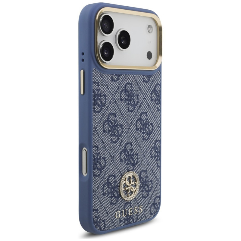 Custodia MagSafe Guess 4G Strass Logo per Apple iPhone 18 Pro Max / 17 Pro Max, blu
