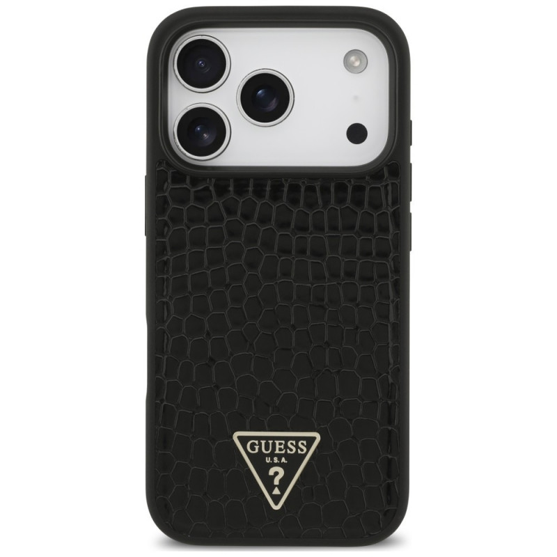 Custodia MagSafe Guess Croco Triangle Logo per Apple iPhone 18 Pro / 17 Pro, nera