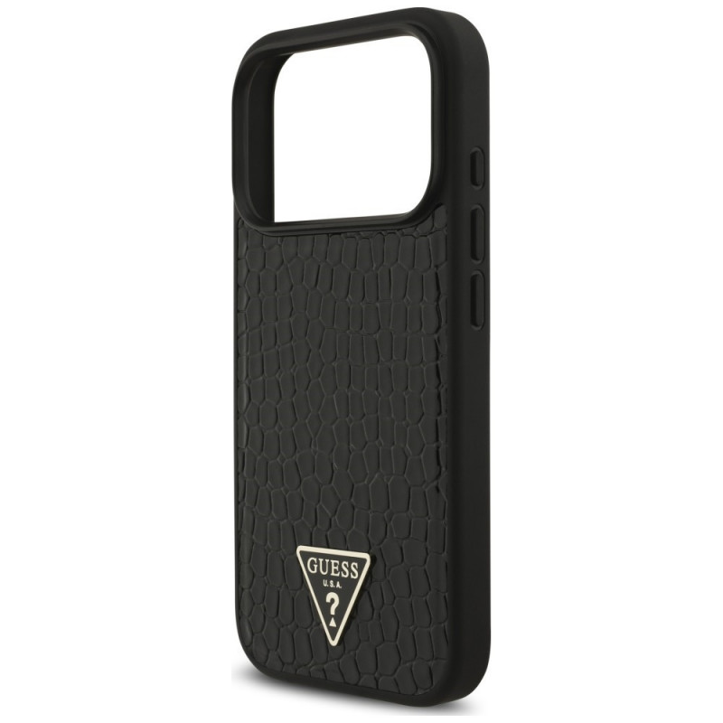 Custodia MagSafe Guess Croco Triangle Logo per Apple iPhone 18 Pro / 17 Pro, nera