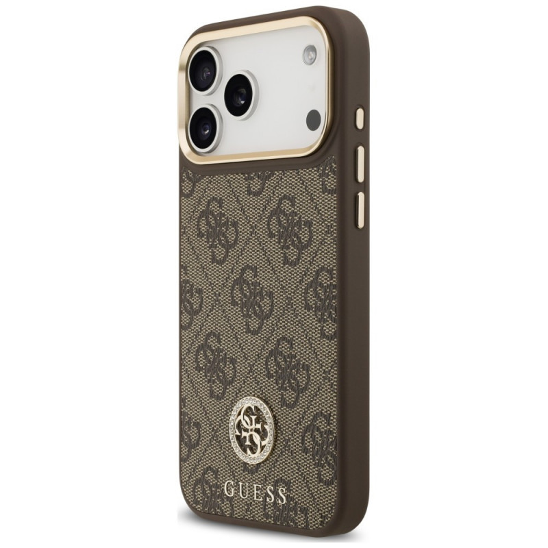 Custodia MagSafe Guess 4G Strass Logo per Apple iPhone 18 Pro Max / 17 Pro Max, marrone