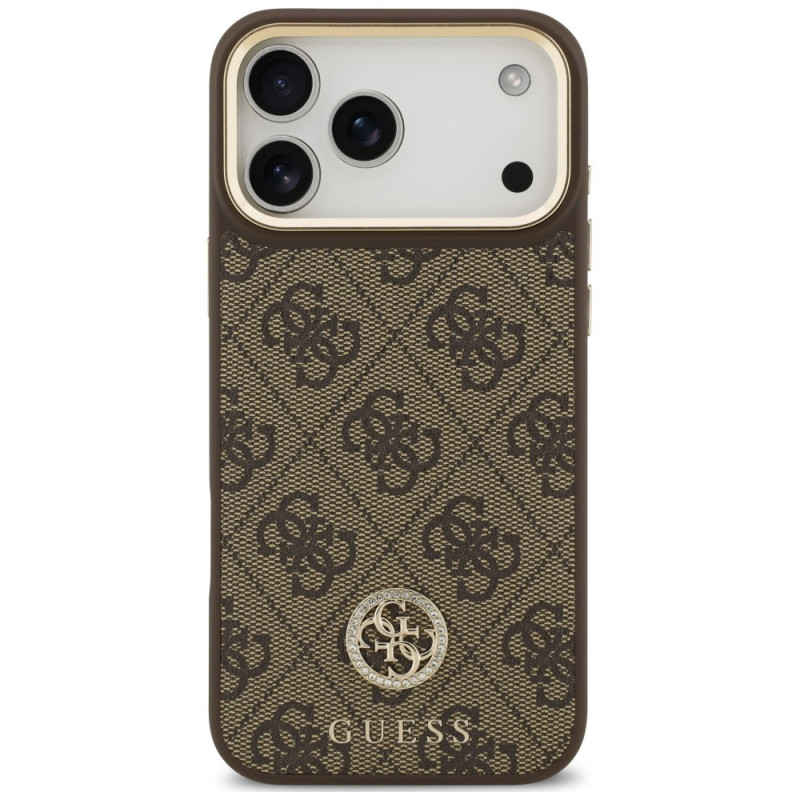 Custodia MagSafe Guess 4G Strass Logo per Apple iPhone 18 Pro Max / 17 Pro Max, marrone