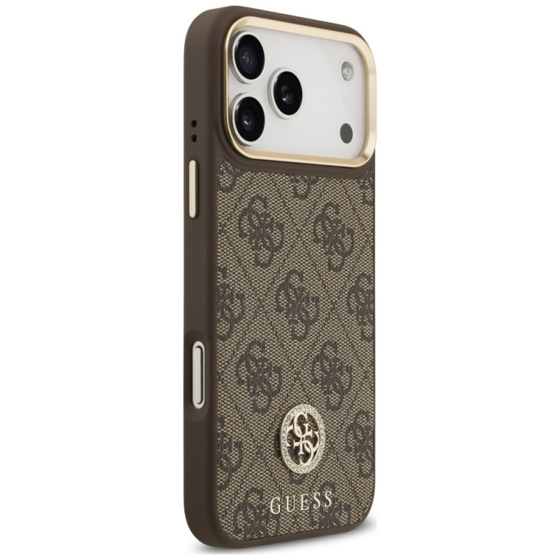 Custodia MagSafe Guess 4G Strass Logo per Apple iPhone 18 Pro Max / 17 Pro Max, marrone