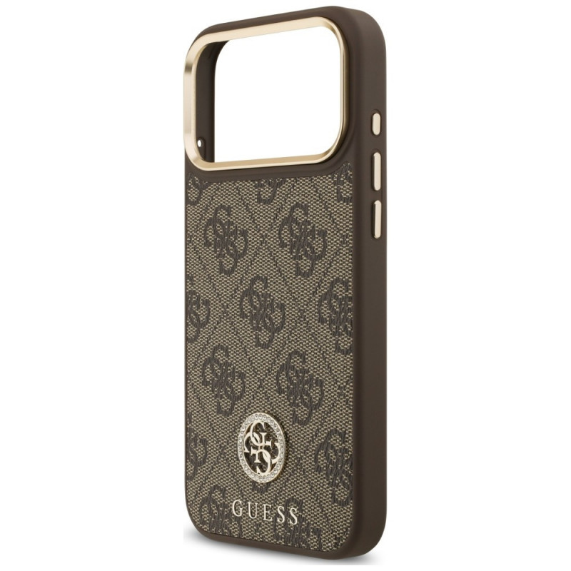 Custodia MagSafe Guess 4G Strass Logo per Apple iPhone 18 Pro Max / 17 Pro Max, marrone