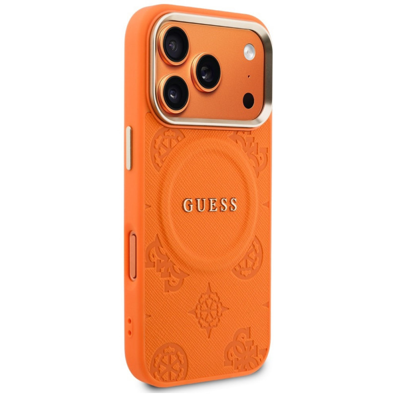 Custodia MagSafe Guess Peony Hot Stamp per Apple iPhone 18 Pro Max / 17 Pro Max, arancione