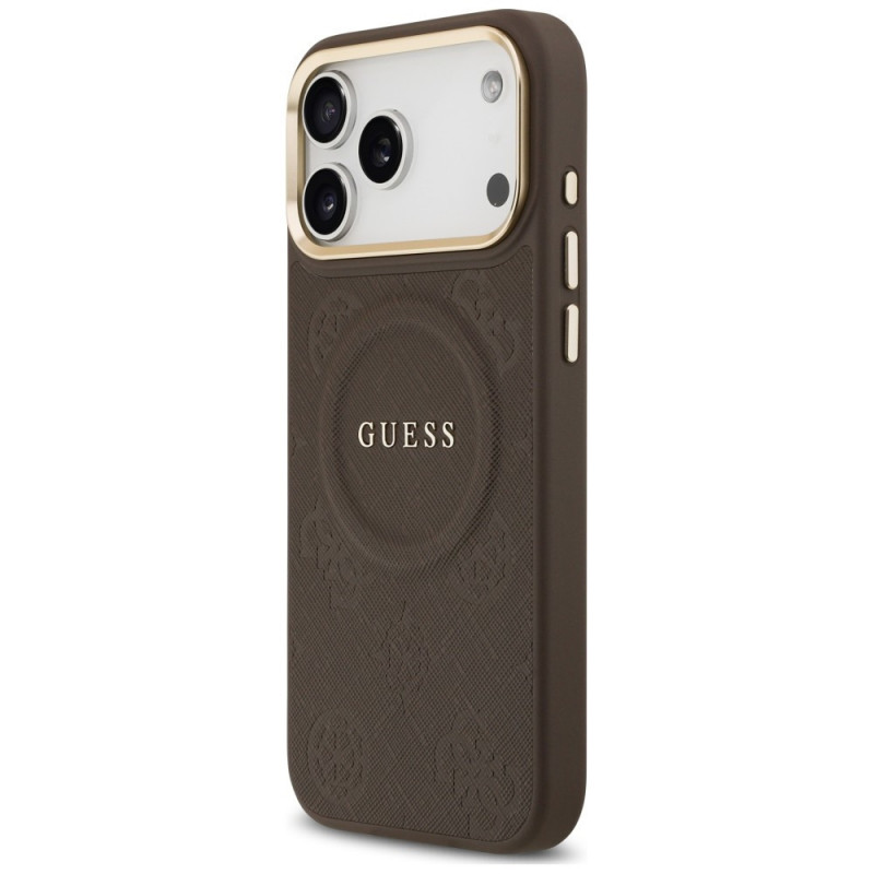 Custodia MagSafe Peony Hot Stamp Guess per Apple iPhone 18 Pro Max / 17 Pro Max, marrone
