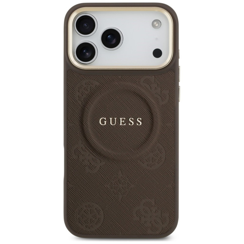 Custodia MagSafe Peony Hot Stamp Guess per Apple iPhone 18 Pro Max / 17 Pro Max, marrone