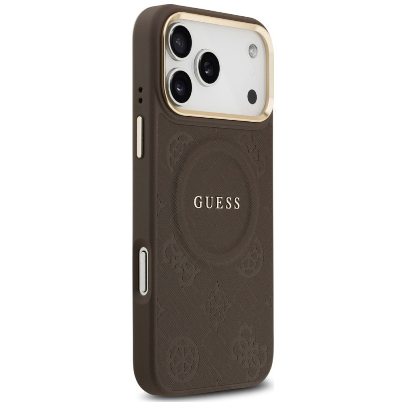 Custodia MagSafe Peony Hot Stamp Guess per Apple iPhone 18 Pro Max / 17 Pro Max, marrone