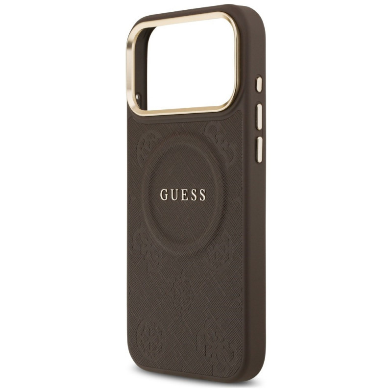 Custodia MagSafe Peony Hot Stamp Guess per Apple iPhone 18 Pro Max / 17 Pro Max, marrone