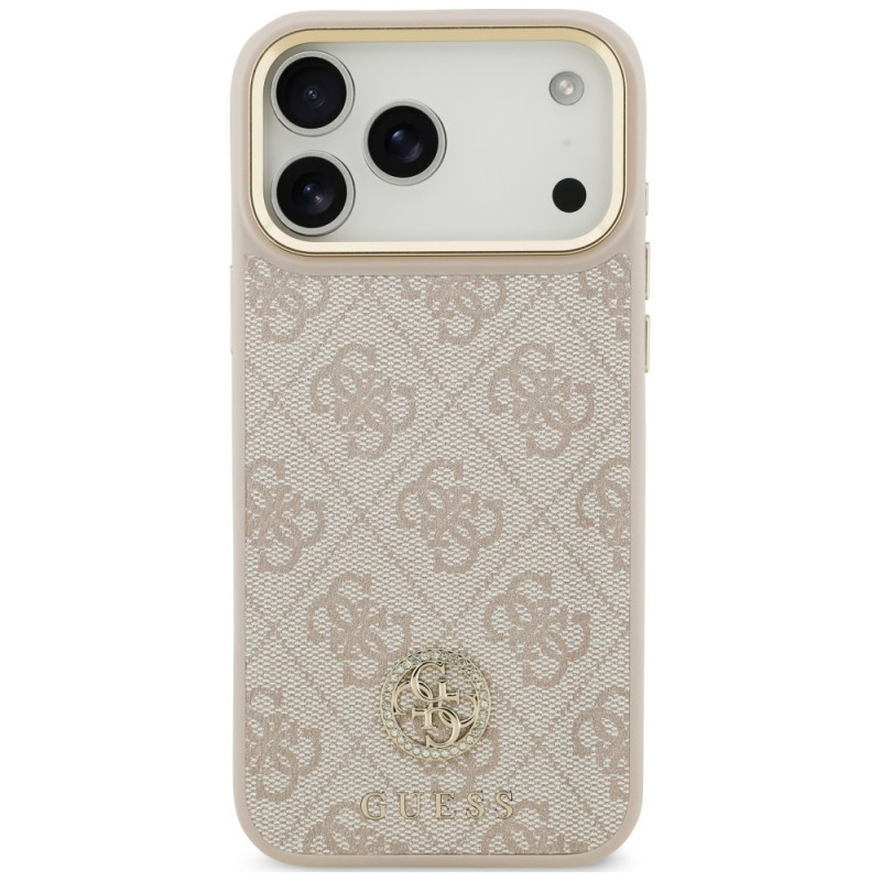 Custodia MagSafe Guess 4G Strass Logo per Apple iPhone 18 Pro Max / 17 Pro Max, rosa