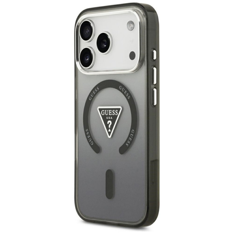 Custodia MagSafe Guess IML Gradient Triangle Logo per Apple iPhone 18 Pro Max / 17 Pro Max, nera