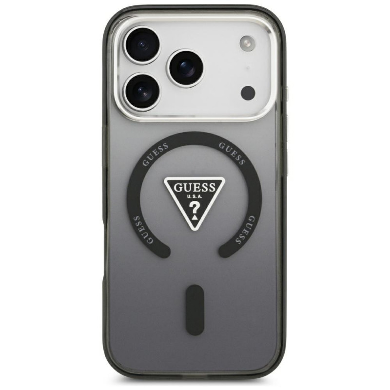 Custodia MagSafe Guess IML Gradient Triangle Logo per Apple iPhone 18 Pro Max / 17 Pro Max, nera