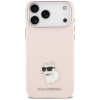 Custodia Karl Lagerfeld Silicone Choupette Metal Pin per Apple iPhone 18 Pro Max / 17 Pro Max, rosa