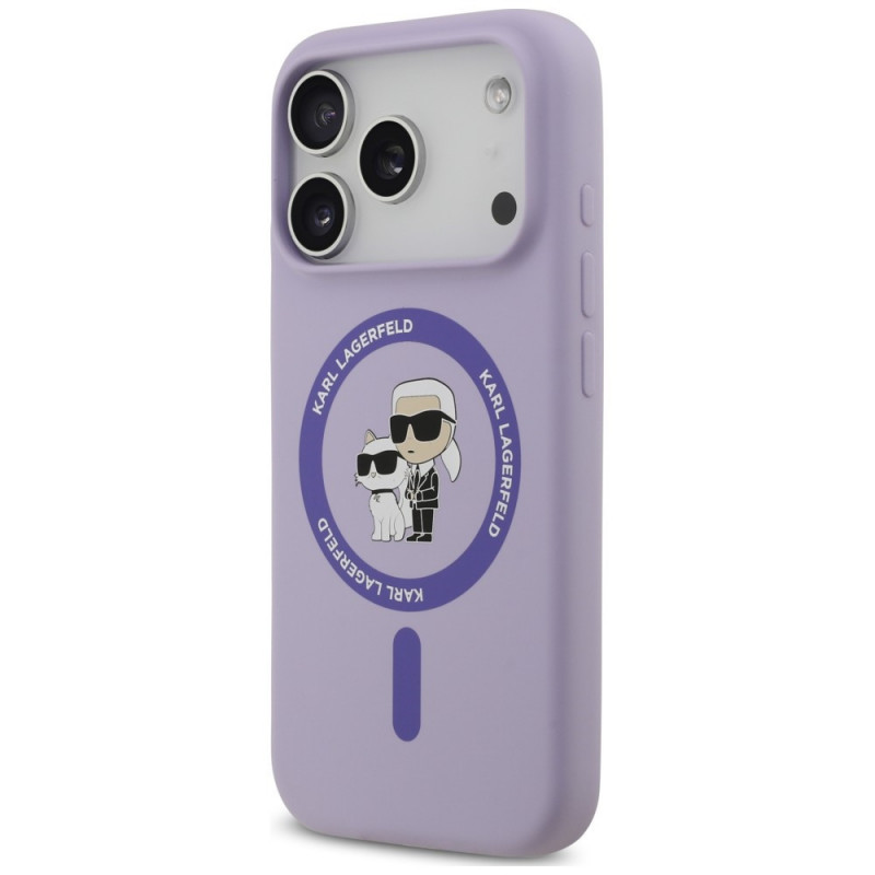Custodia MagSafe con anello Silicone Karl&Choupette Karl Lagerfeld per Apple iPhone 18 Pro / 17 Pro, viola