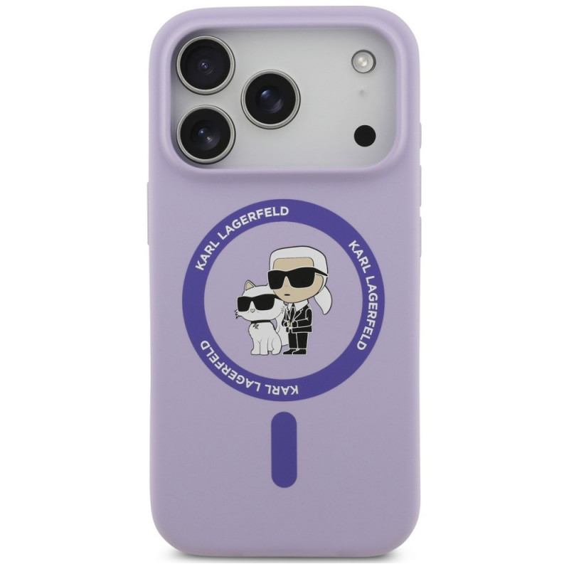 Custodia MagSafe con anello Silicone Karl&Choupette Karl Lagerfeld per Apple iPhone 18 Pro / 17 Pro, viola