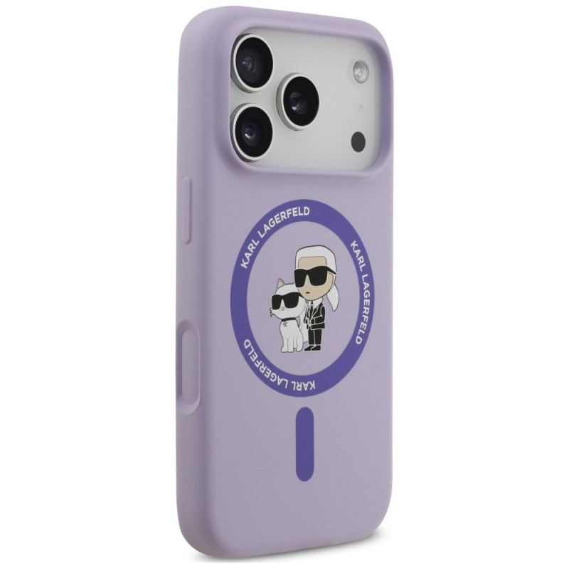 Custodia MagSafe con anello Silicone Karl&Choupette Karl Lagerfeld per Apple iPhone 18 Pro / 17 Pro, viola