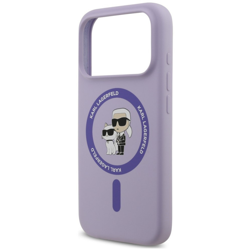 Custodia MagSafe con anello Silicone Karl&Choupette Karl Lagerfeld per Apple iPhone 18 Pro / 17 Pro, viola