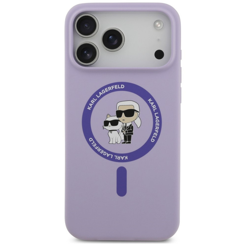 Custodia MagSafe in silicone Karl Lagerfeld Karl&Choupette Ring per Apple iPhone 18 Pro Max / iPhone 17 Pro Max, viola
