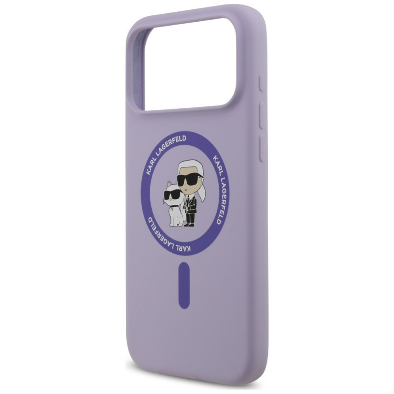 Custodia MagSafe in silicone Karl Lagerfeld Karl&Choupette Ring per Apple iPhone 18 Pro Max / iPhone 17 Pro Max, viola