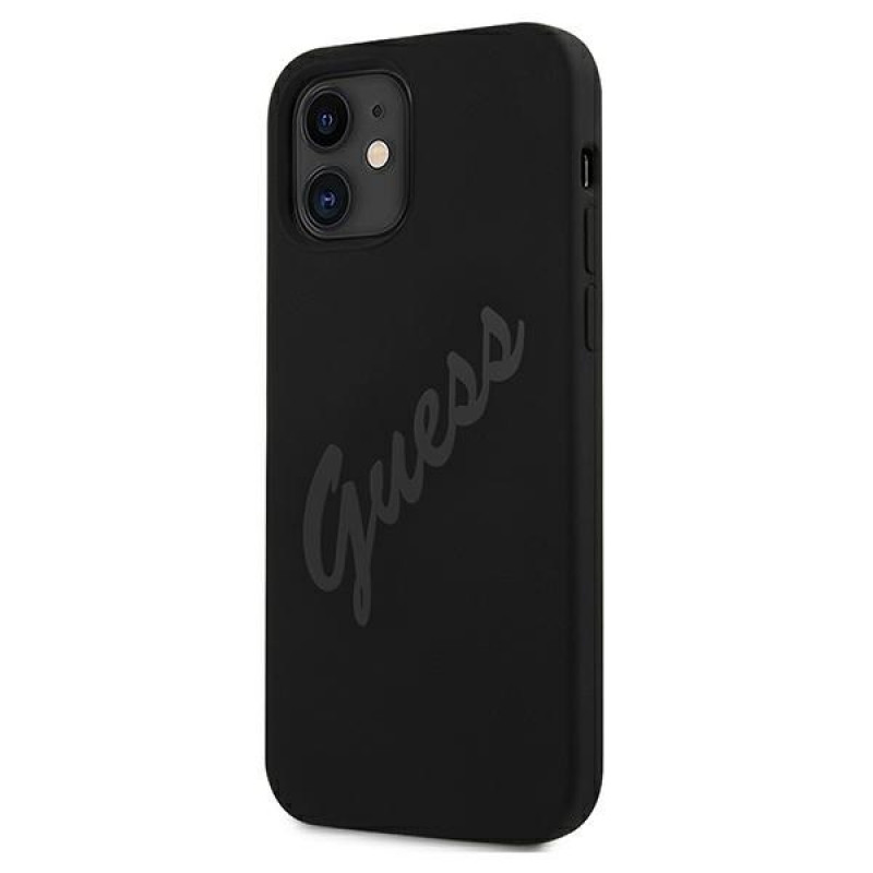 Custodia rigida Script Vintage Guess GUHCP12SLSVSBK per Apple iPhone 12 mini 5.4 inch, nero/nero