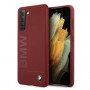 Custodia rigida BMW BMHCS21MSLBLRE Silicone Signature Logo per Samsung Galaxy S21+, rossa
