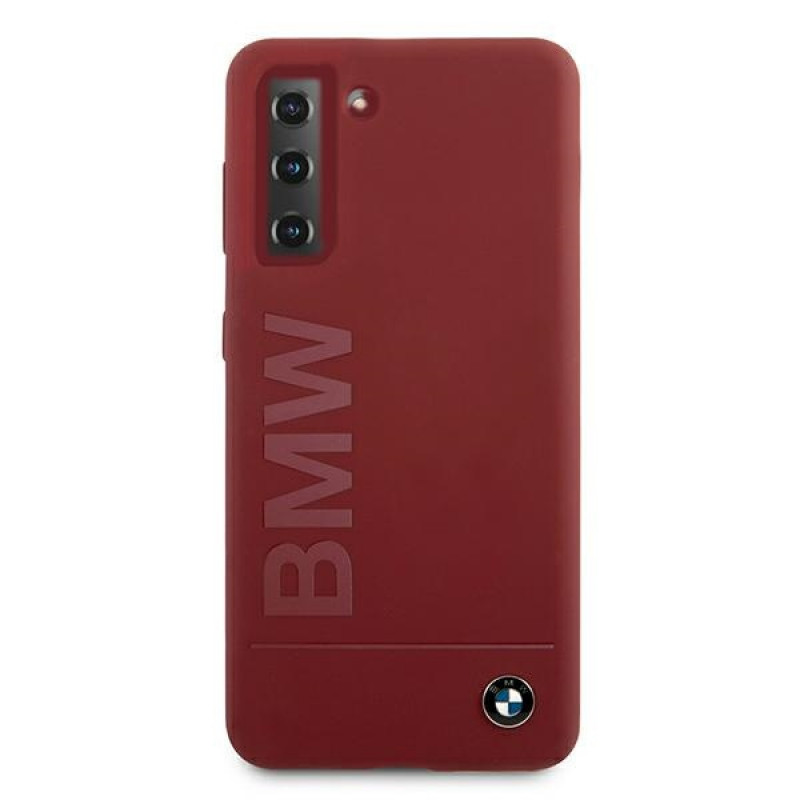 Custodia rigida BMW BMHCS21MSLBLRE Silicone Signature Logo per Samsung Galaxy S21+, rossa